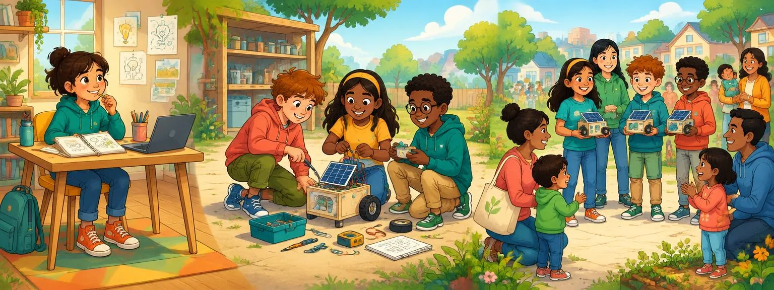 A child develops an idea into a prototype with friends and grows a young company