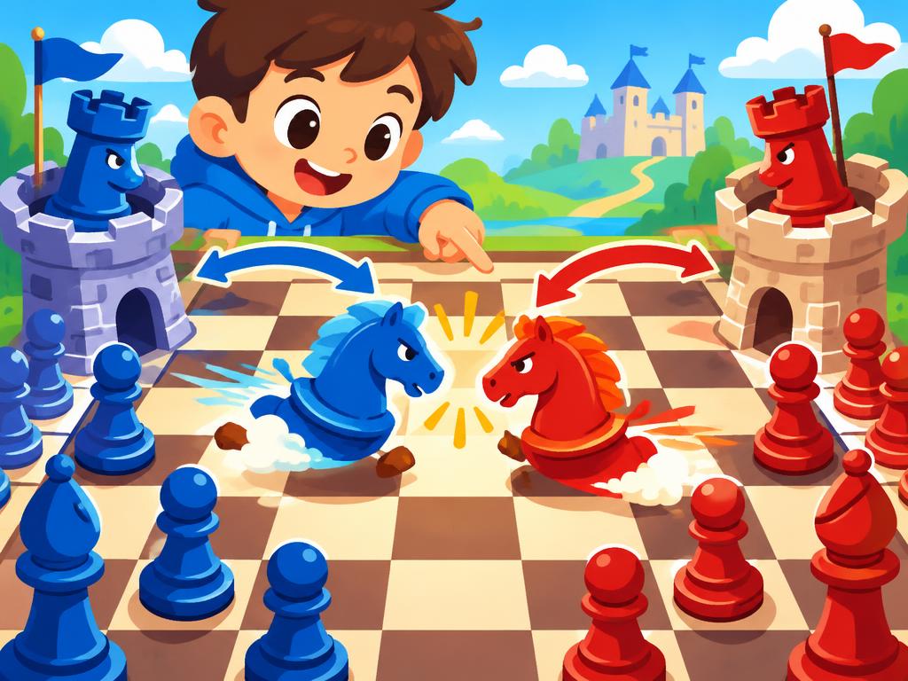 A chess battle in the middle of the board