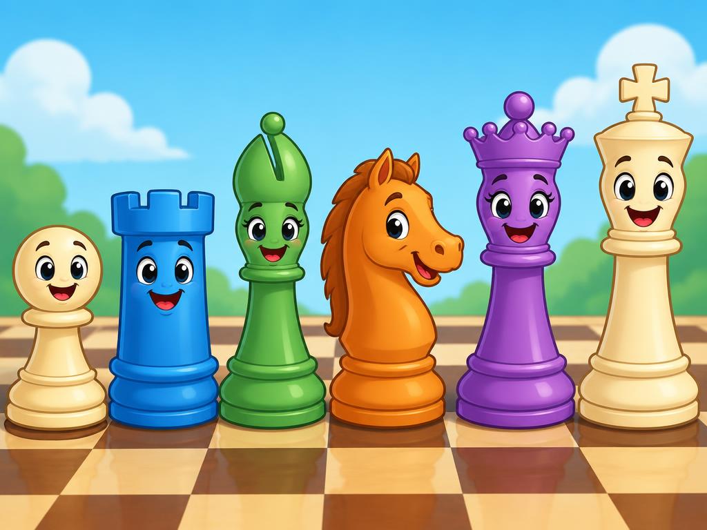 The six chess pieces as friendly characters