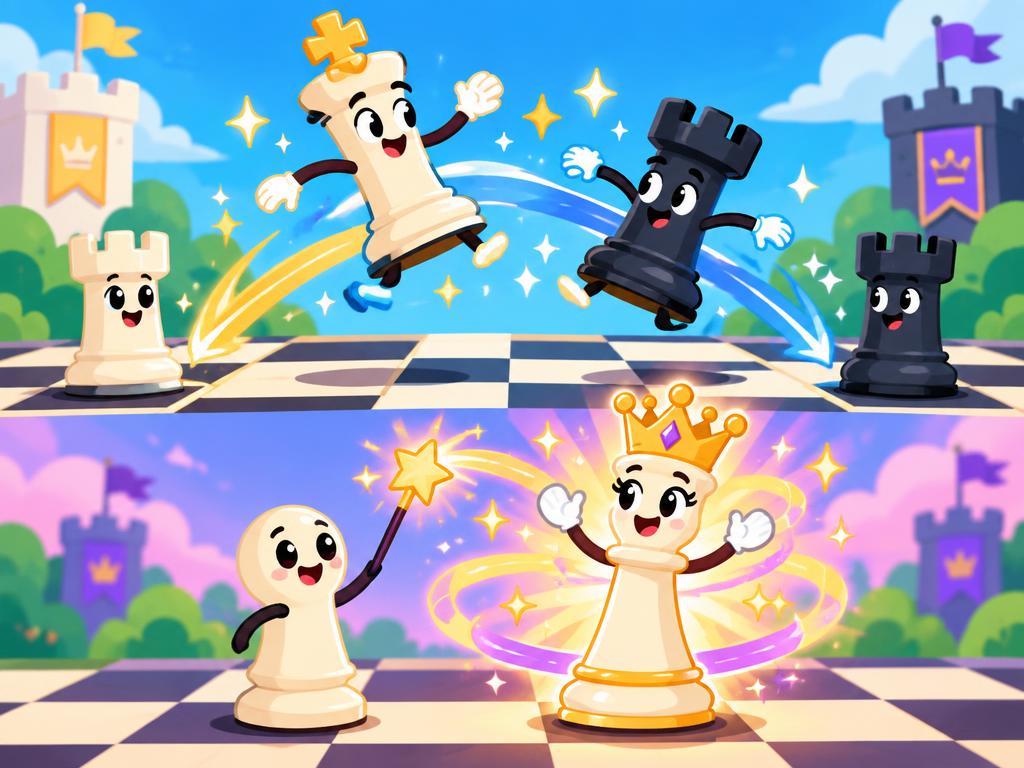 Castling and a pawn promoting to a queen with magic