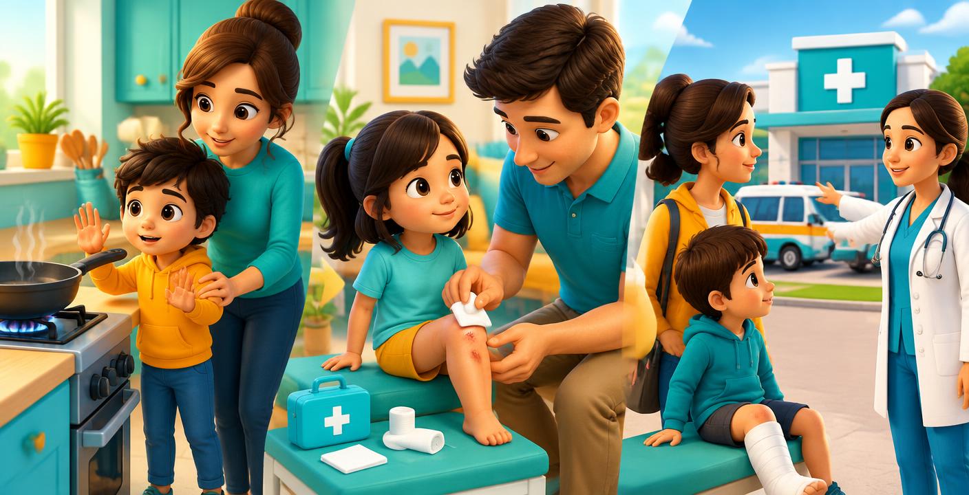 Children receiving the right adult and medical help for different injuries