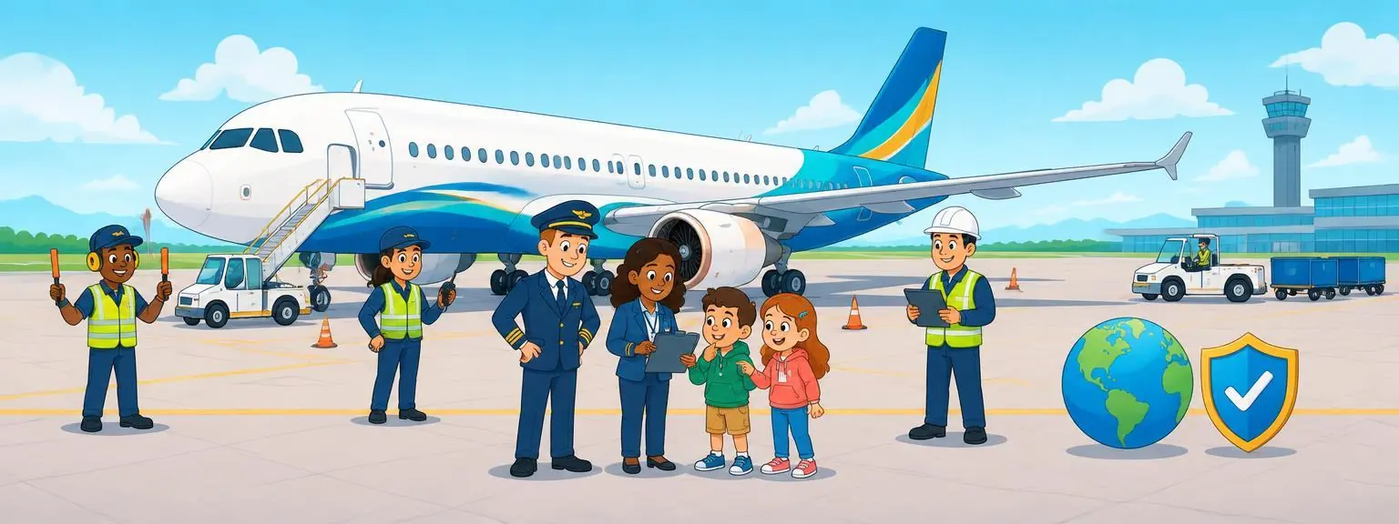 An international airline team following safety and legal rules
