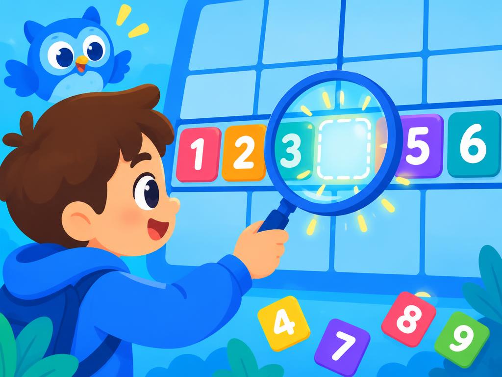 A child spotting the one missing number in a row