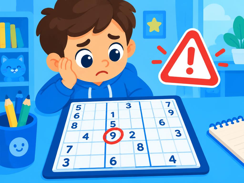 A child worried about a mistake in the grid