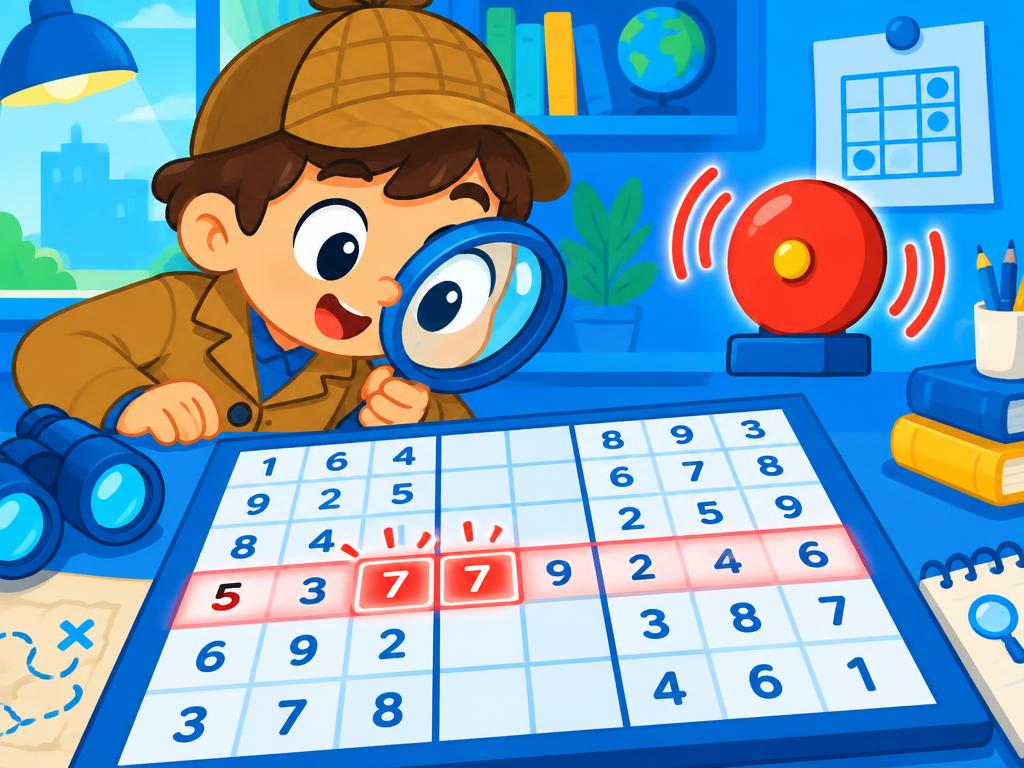 A child detective finding a duplicated number